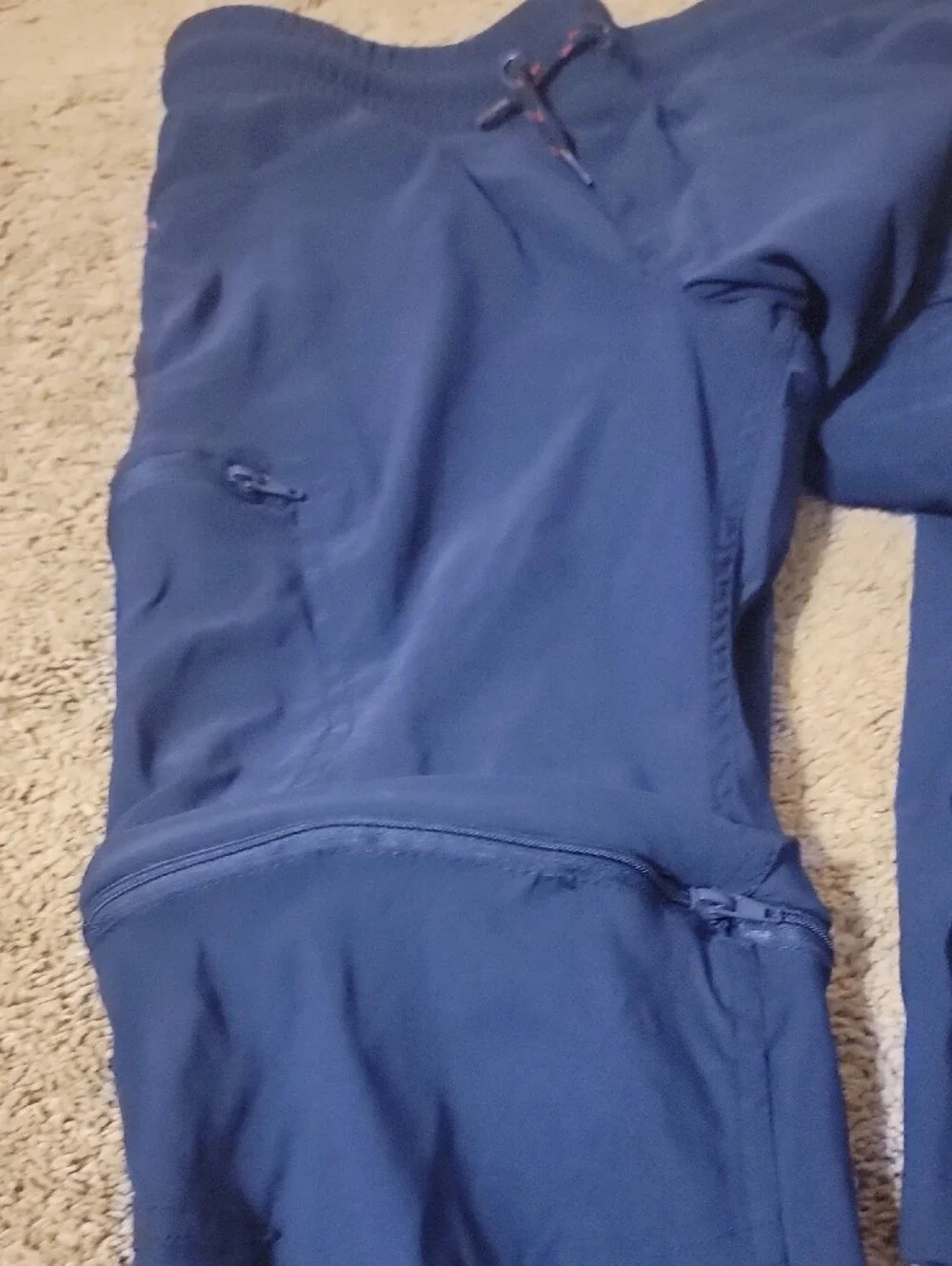Kids Blue Jogger Pants That Unzip Into Shorts with Drawstring Waist